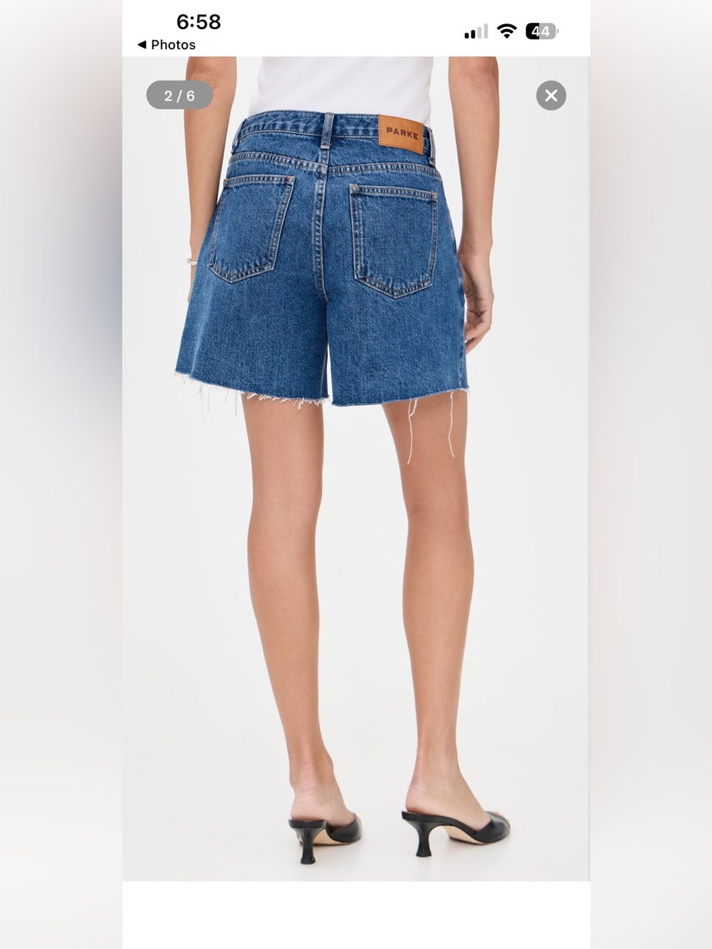 Parke Brand Dark Blue Long Baggy Denim Cutoff Shorts size 27 - Picture 2 of 5